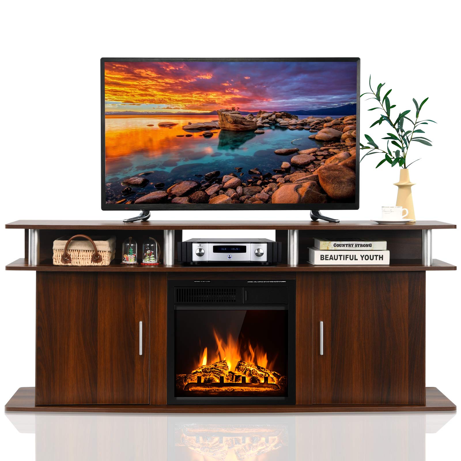Fireplace TV Stand, Living Room Media Console Table